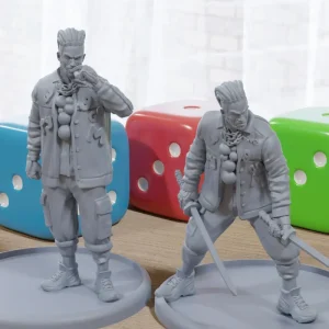 Shun - 3D Printed Mini's - Cyberpunk / Sci-Fi - Tabletop Miniature Wargaming - 28mm / 32mm Scale Minifigures